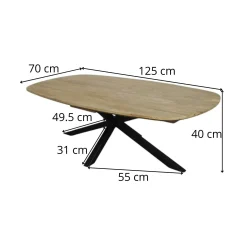 Table basse en bois de teck recyclé, forme ovale DEPOK