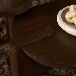 Table basse en bois foncé 2 pieds larges ALMA