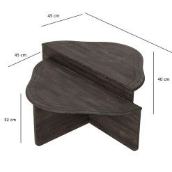 Table basse en bois gris foncé - organique, 2 hauteurs LINARES