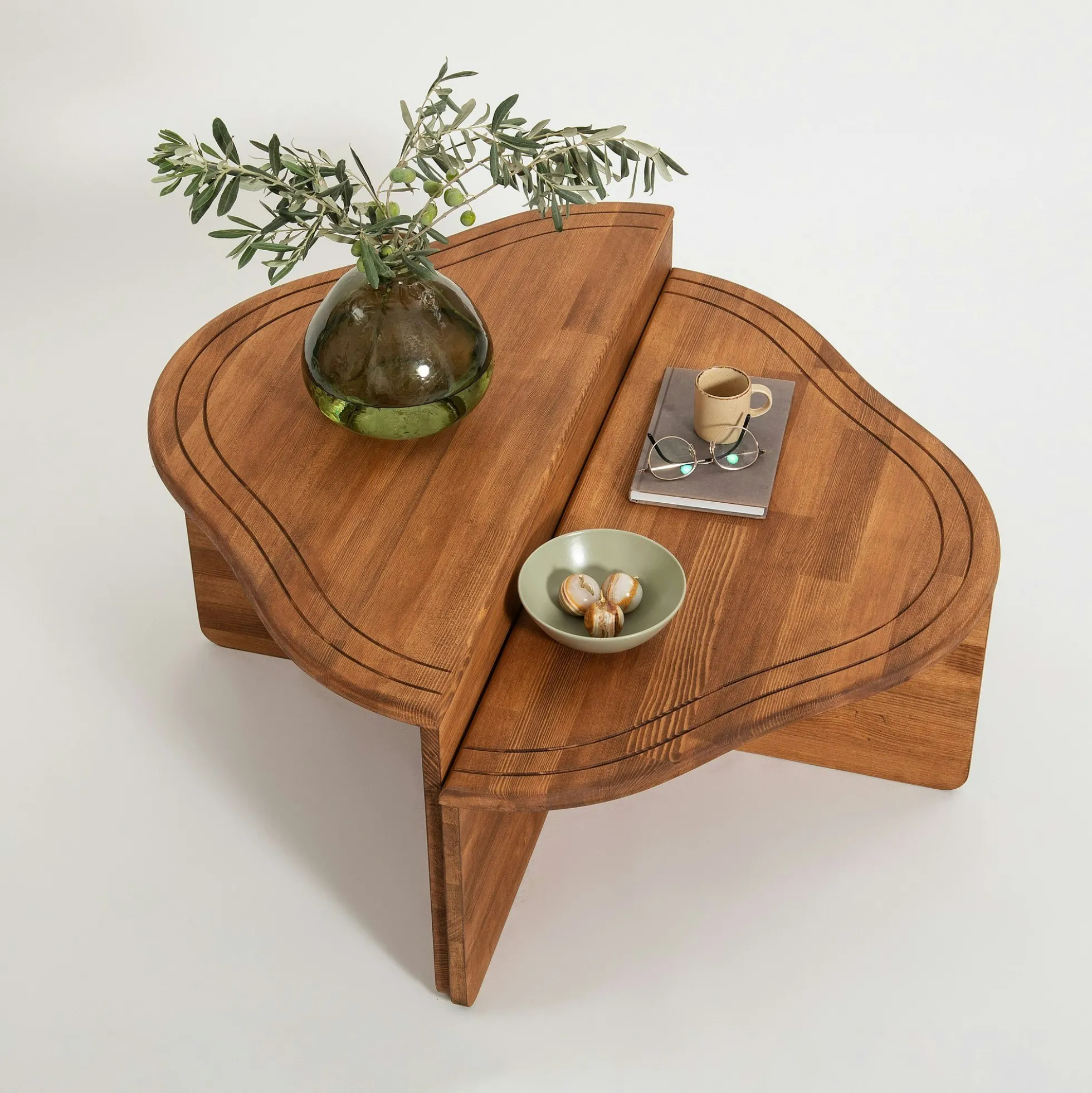 Table basse en bois marron - organique, 2 hauteurs LINARES