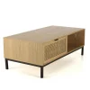Table basse en bois 2 tiroirs cannage rotin PALMA