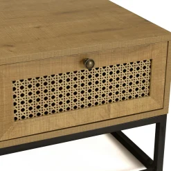 Table basse en bois 4 tiroirs cannage naturel ALCUDIA