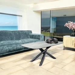 Table basse en céramique anthracite bords ronds LOMBARDIE