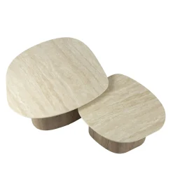 Table basse en céramique et bois, forme galet (lot de 2) ASCOLI