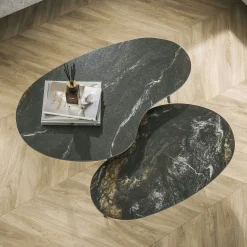 Table basse en céramique forme haricot (lot de 2) GALWAY