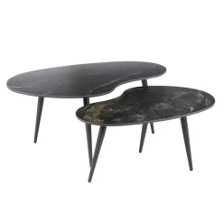 Table basse en céramique forme haricot (lot de 2) GALWAY