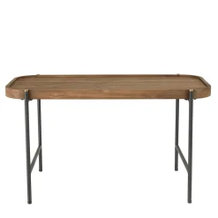 Table basse en teck et métal bords arrondis 85 cm SWING