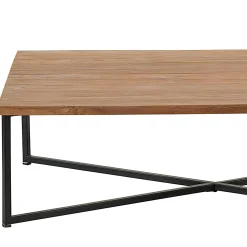 Table basse en teck pieds croisés métal PUNE