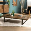Table basse en Teck recyclé et pieds métal cerclés 164x90x36cm MATT