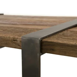 Table basse en Teck recyclé et pieds métal cerclés 164x90x36cm MATT