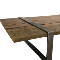 Table basse en Teck recyclé et pieds métal cerclés 164x90x36cm MATT