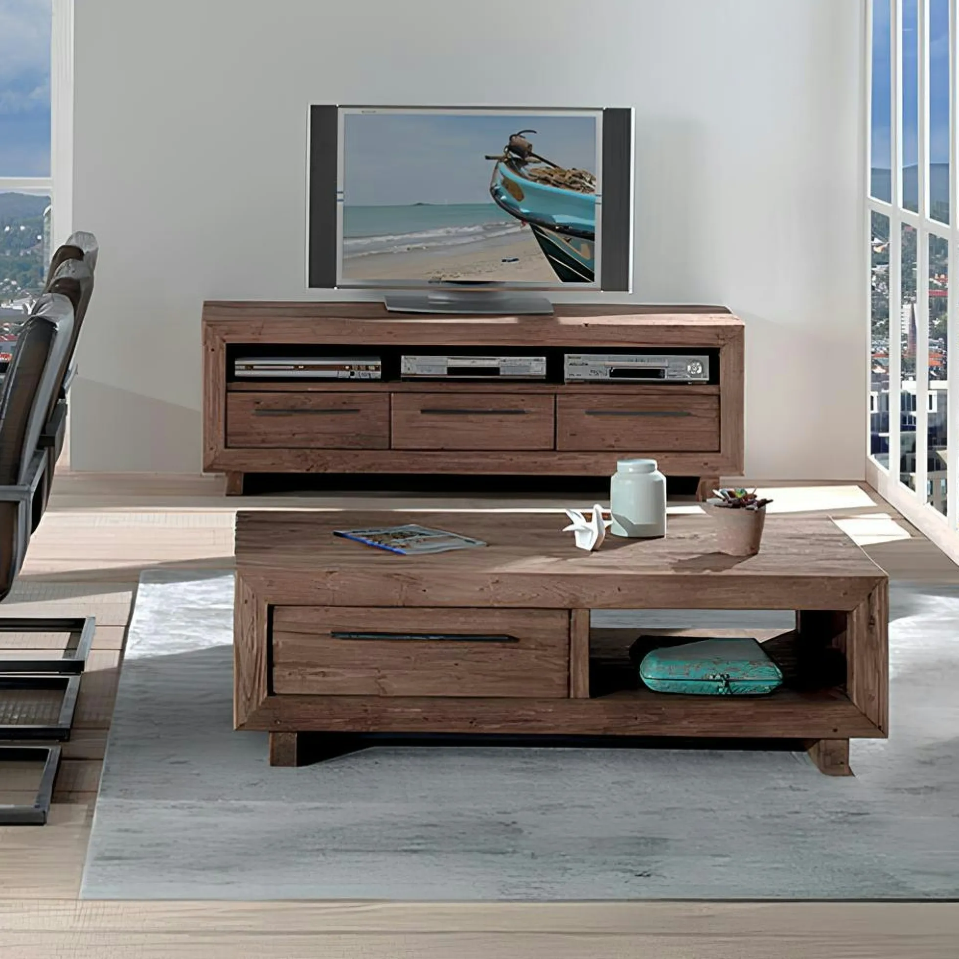 Table basse en teck recyclé naturel KERALA