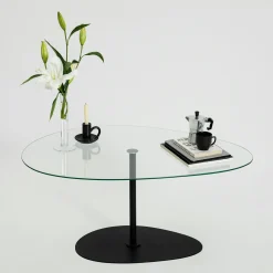 Table basse en verre, forme triangle organique TULUM