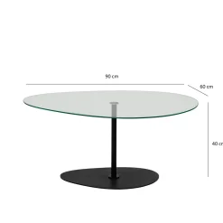Table basse en verre, forme triangle organique TULUM
