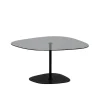 Table basse en verre fumé minimaliste forme galet TULUM