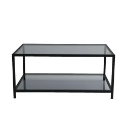 Table basse en verre fumé rectangulaire, 2 plateaux TULUM