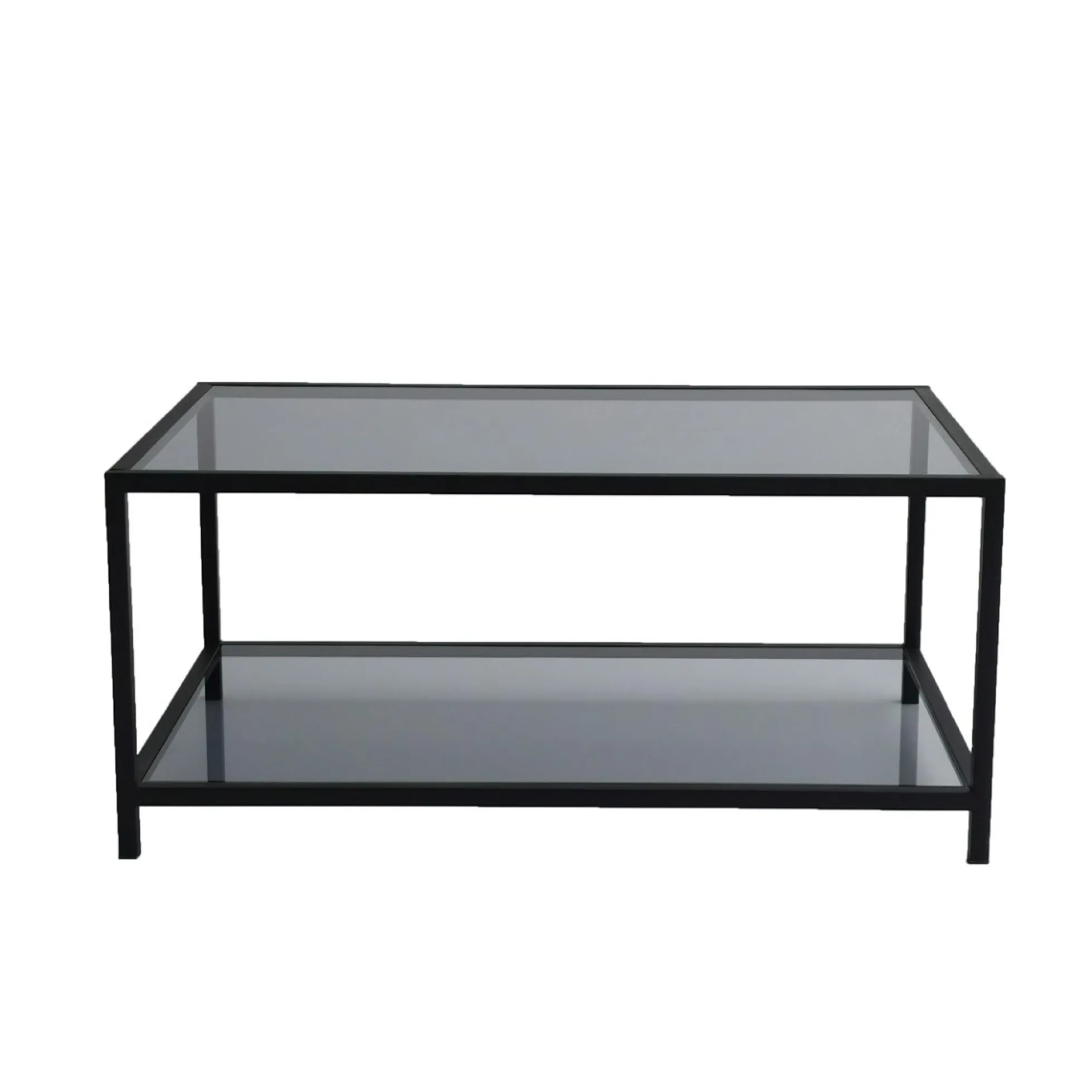 Table basse en verre fumé rectangulaire, 2 plateaux TULUM