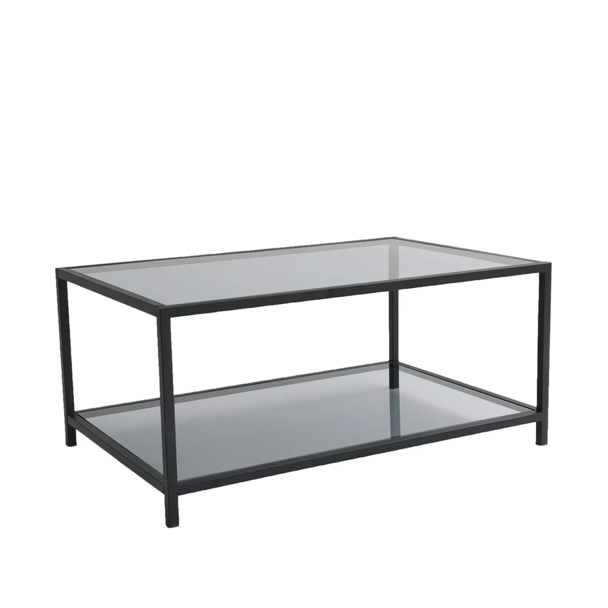 Table basse en verre fumé rectangulaire, 2 plateaux TULUM