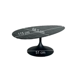 Table basse en verre ondulé noir - forme organique LIGURIE