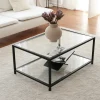 Table basse en verre rectangulaire, 2 plateaux TULUM