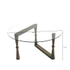 Table basse en verre ronde - pied bois sculpté BOMA