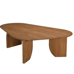 Table basse forme organique 120x80cm en bois de teck recyclé SWING
