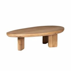 Table basse galet en bois clair à pieds larges LEXTON