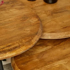 Table basse gigogne bois avec pieds métal noir (lot de 3) ALMA