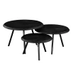Table basse gigogne bois noir pieds compas (lot de 3) ALMA