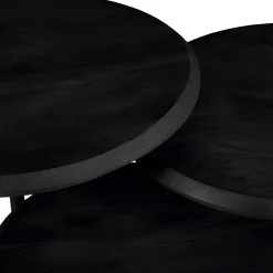 Table basse gigogne bois noir pieds compas (lot de 3) ALMA
