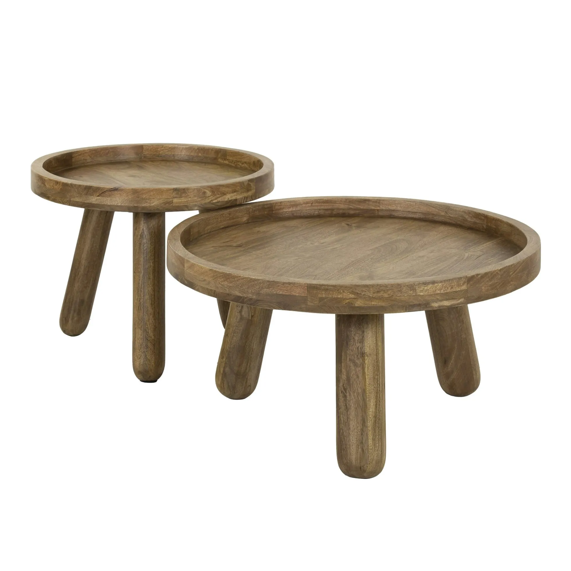 Table basse gigogne à bords hauts en bois de manguier (lot de 2) CREEK