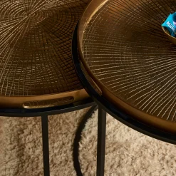 Table basse gigogne bronze à plateaux mobiles (lot de 2) KANO