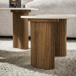 Table basse gigogne céramique 3D pieds rainurés (x2) MAHAL