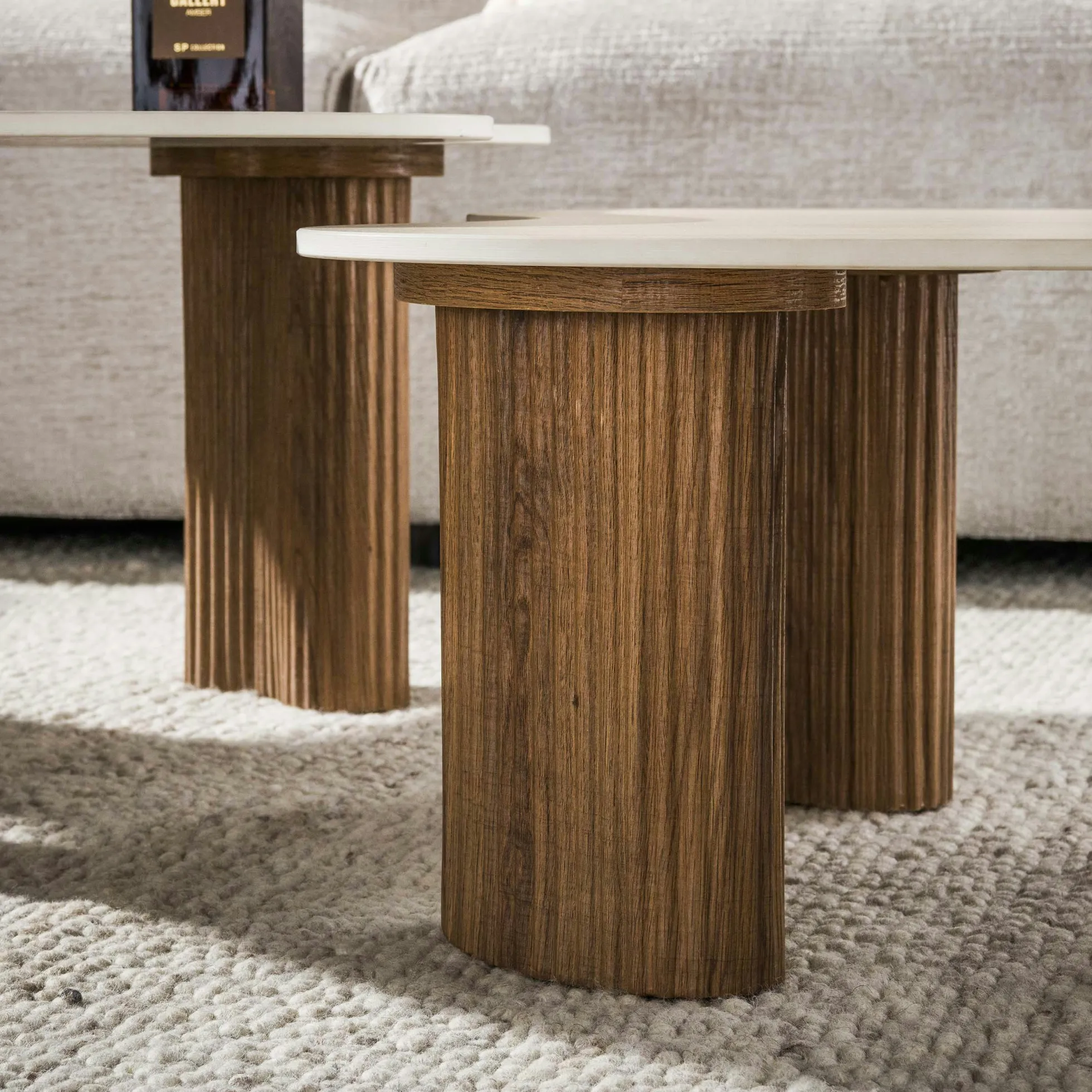 Table basse gigogne céramique 3D pieds rainurés (x2) MAHAL