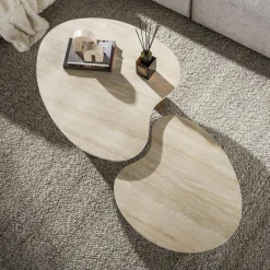 Table basse gigogne céramique 3D pieds rainurés (x2) MAHAL