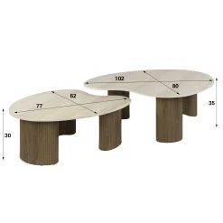 Table basse gigogne céramique 3D pieds rainurés (x2) MAHAL