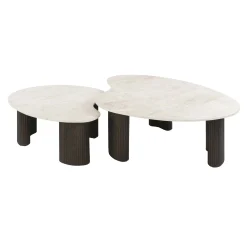Table basse gigogne céramique 3D pieds foncés (x2) MAHAL