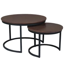 Table basse gigogne décor parquet foncé (lot de 2) LEXTON
