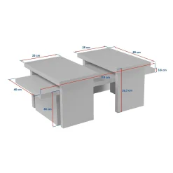 Table basse gigogne design – effet bois noir (3 pièces) MARFA