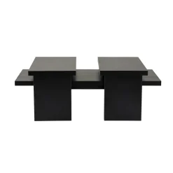 Table basse gigogne design – effet bois noir (3 pièces) MARFA
