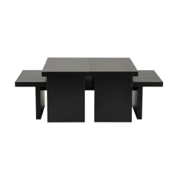 Table basse gigogne design – effet bois noir (3 pièces) MARFA