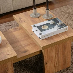 Table basse gigogne design – effet bois (3 pièces) MARFA