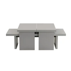 Table basse gigogne design – effet gris laqué (3 pièces) MARFA