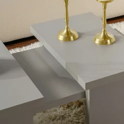 Table basse gigogne design – effet gris laqué (3 pièces) MARFA