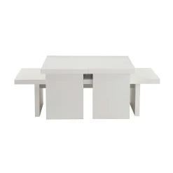 Table basse gigogne design – effet bois blanc (3 pièces) MARFA