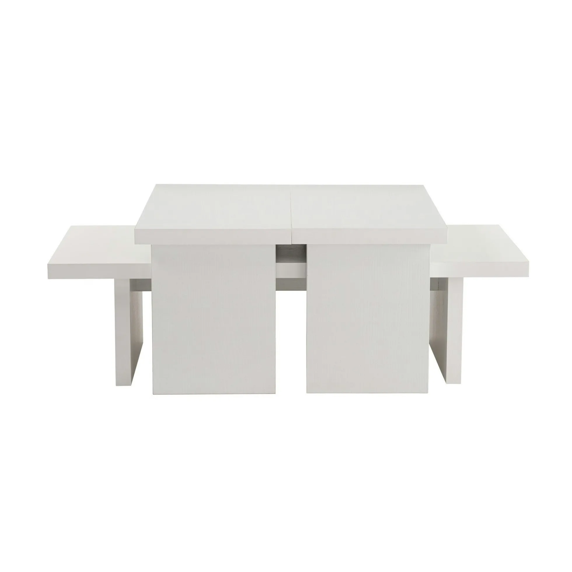 Table basse gigogne design – effet bois blanc (3 pièces) MARFA
