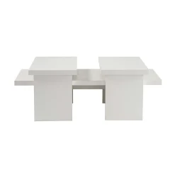 Table basse gigogne design – effet bois blanc (3 pièces) MARFA