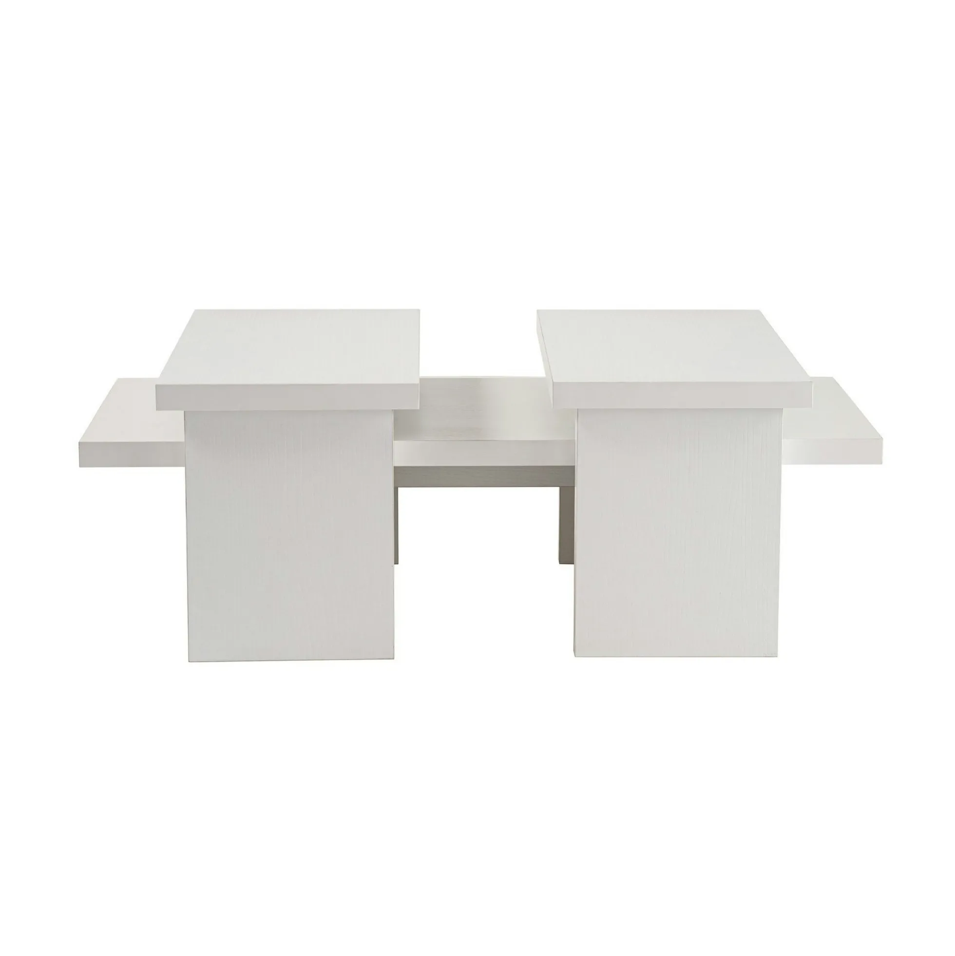 Table basse gigogne design – effet bois blanc (3 pièces) MARFA