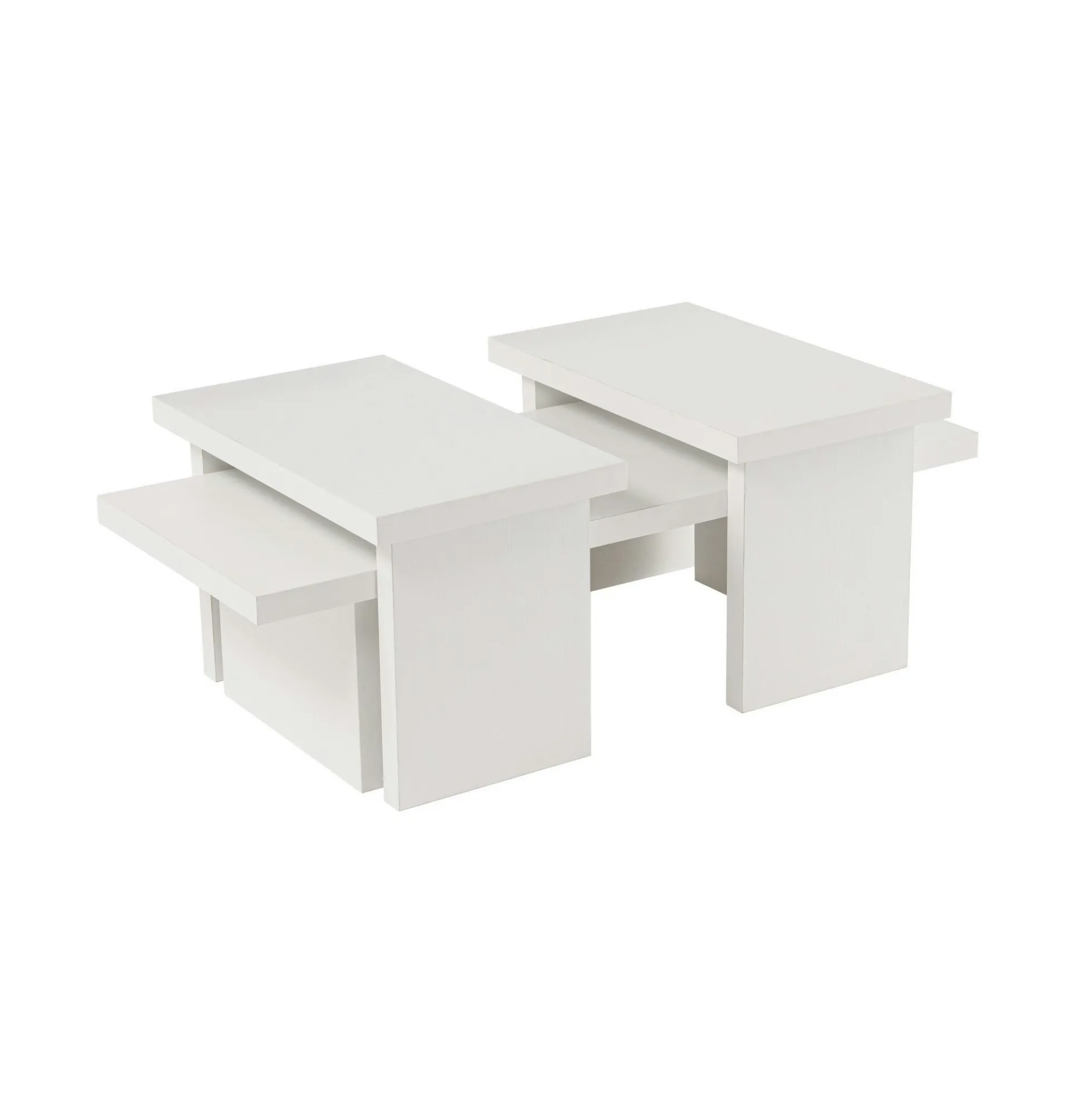 Table basse gigogne design – effet bois blanc (3 pièces) MARFA