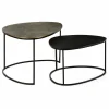 Table basse gigogne design organique noir et or (lot de 2) KANO
